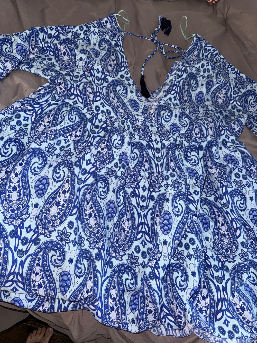 Simply Southern Blue Paisley V-Neck Tunic